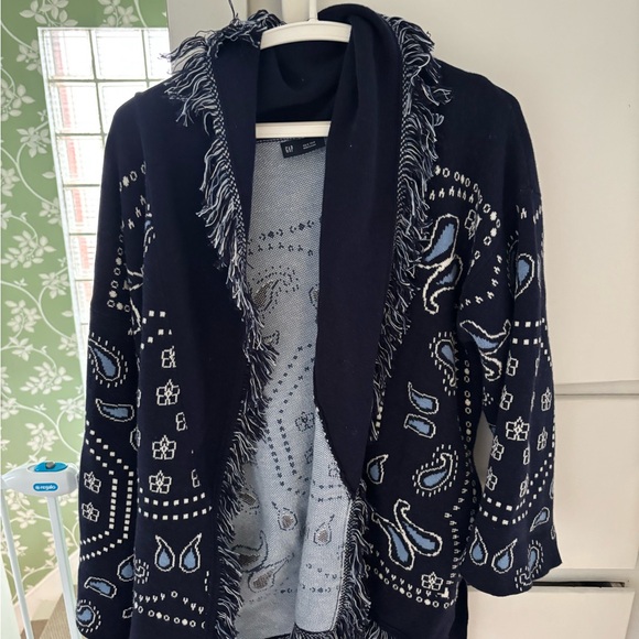 GAP Navy Blue Patterned WrapCardigan - Picture 4 of 5